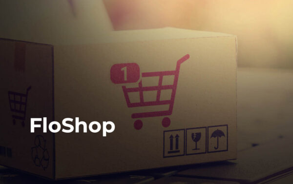 floshop with package on a laptop