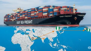 A large cargo ship representing how to ship from Asia to Nigeria with ease using FloCargo's sea freight
