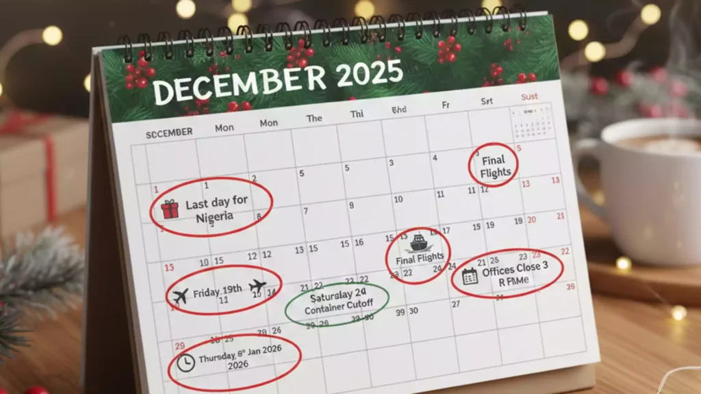 Holiday Shipping Schedule