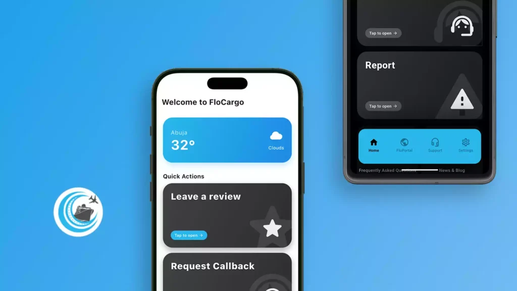 A smartphone displaying the latest Flocargo app update interface