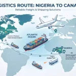 A professional logistics map and transport vehicles designed to help users in Shipping goods from Nigeria to Canada
