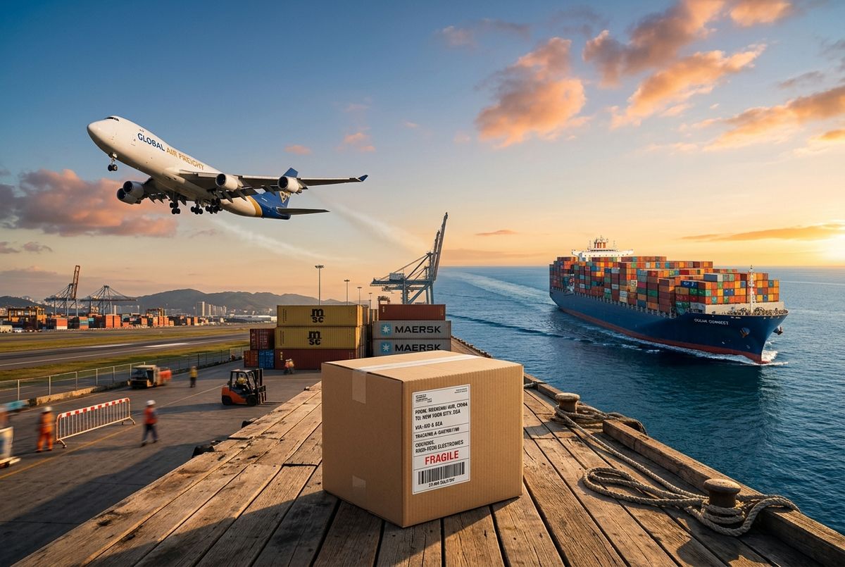 Comparison of air and sea freight options for shipping from global stores to Nigeria.