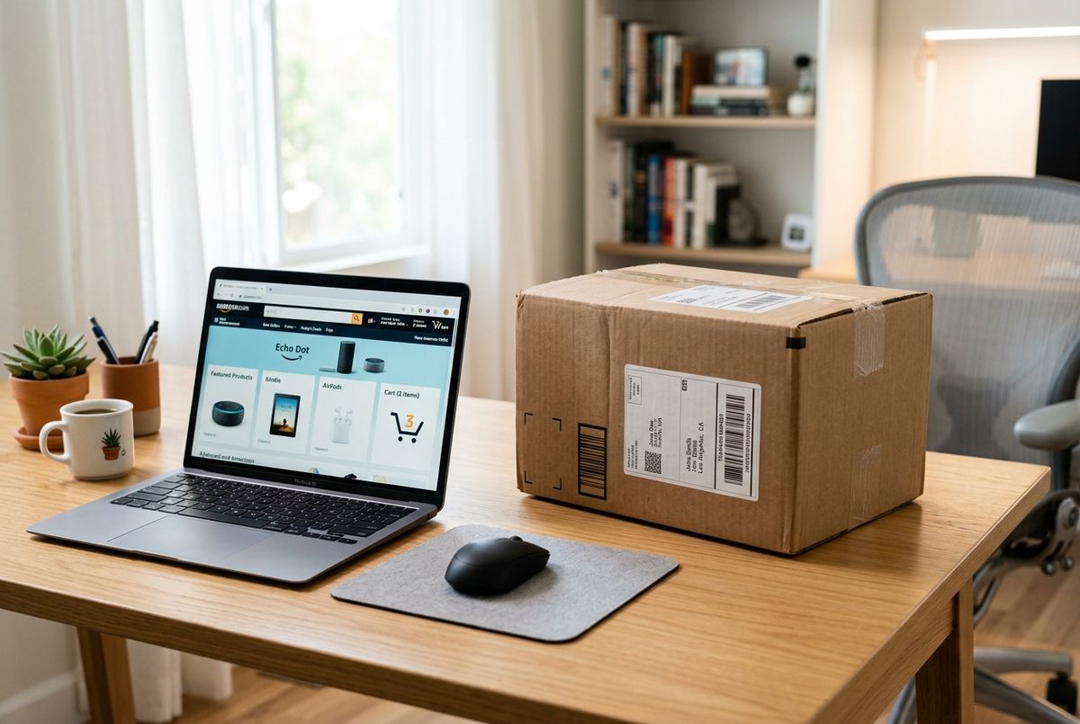 Cardboard delivery box representing US stores shipping to Nigeria