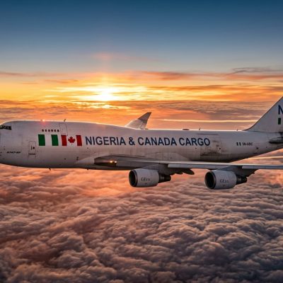 Commercial air freight plane representing Nigeria to Canada Cargo services for international trade.