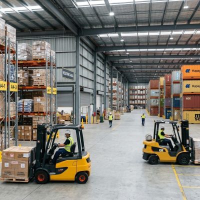 A professional warehouse scene representing reliable logistics companies in Nigeria operations.