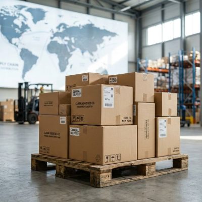 US stores shipping nigeria logistical cargo inside a modern international warehouse facility.