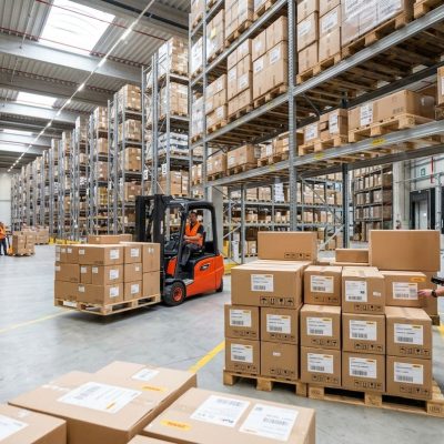Professional logistics warehouse packages ready for shipping to Nigeria.