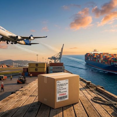 Comparison of air and sea freight options for shipping from global stores to Nigeria.